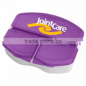 USA Made Tri-Minder Pill Box - Features 1 Large Compartment and 2 Smaller Compartments and Comes With Your Logo thumbnail-4