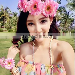 Wholesale Artifical Flora Bridal Headband Sunflower Head Wreath thumbnail-1
