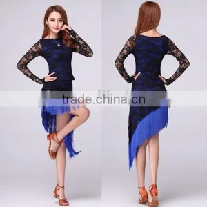 Lace Fringe Latin Dance Dress 2 Pcs Costume, Various Color thumbnail-2