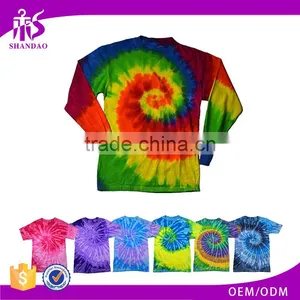 Guangzhou Shandao Factory Direct Sale Summer Casual O-Neck 190g 100% Cotton Custom Tie Dye Long Sleeve T Shirt thumbnail-1