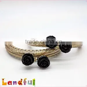 8.5cm Flower Antique Brass Engraving Sewing Handbag Rose Metal Purse Frame thumbnail-4