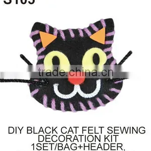 DIY CRAFT (S105) DIY BLACK CAT FELT SEWING DECORATION KIT thumbnail-1
