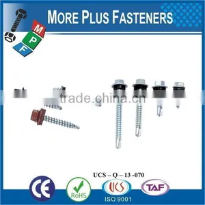 Taiwan #12-14 x 2" Hex - Unslotted Hex Washer Head Epoxy #3 410 Stainless Steel Bonded Sealing Washer Self-Drilling Screw thumbnail-1