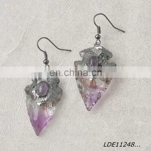 Fashionable Simple Arrowhead Crystal Earrings Purple Arrows Stone Earring thumbnail-3