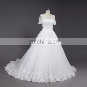Design Your Own Wedding Dress New Arrivals White Lace Appliques A Line Wedding Gown thumbnail-2