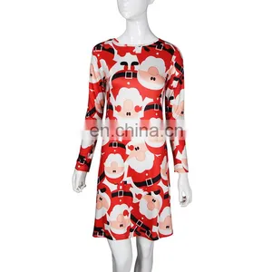 Christmas Evening Party Dress Long Sleeve Red Fashion Mini Christmas Dress thumbnail-5