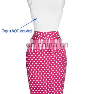 Grace Karin Occident Women Hips Wrapped Short Cotton Pencil Vintage Polka Dots Skirt CL008928-3 thumbnail-4