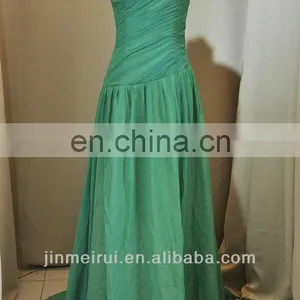 Watch!!! Real Photo!!! A-line Floor Length One Shoulder Chiffon Lime Green Evening Dress DE212 thumbnail-1