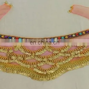 High Quality Organza Gold Coin Belly Dance Hip Scarf With Gradient Color Y-2053# thumbnail-2