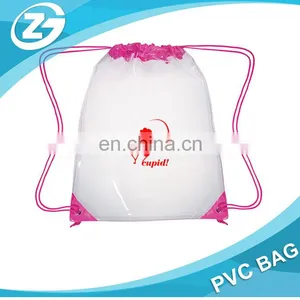 Promotion Custom Logo Screen Printed Cosmetic Waterproof Cheap Transparent Clear PVC Drawstring Travel Packaging Bag thumbnail-4