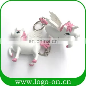 Newest LED Sound Plastic Unicorn Keychain thumbnail-4
