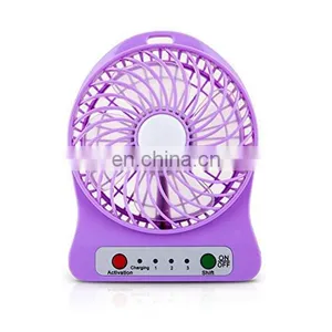 Custom Logo Printing Rechargeable Mini USB Desk Fan With LED Light thumbnail-1