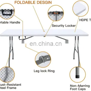 Factory Direct Selling Sturdy Rust Resistant Bar Banquet Plastic Folding Tables and Chairs for Events Outdoor Table thumbnail-3