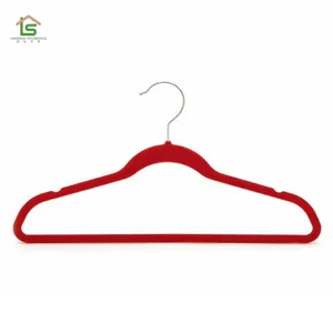 Hot Custom Anti Slip Notched Flocked Hangers Felt Velvet Hanger For Clothing thumbnail-4