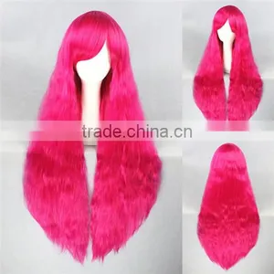 Cheap Wholesale Long Curly 70cm Rose Pink Cosplay Lolita Synthetic Women Party Wig thumbnail-1