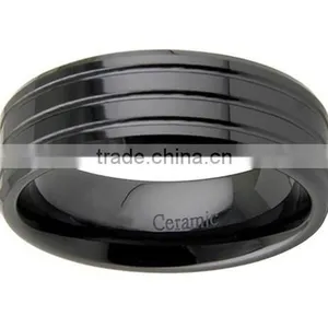 8mm Black Ceramic Polished Wedding Band, Black Ceramic Ring thumbnail-1