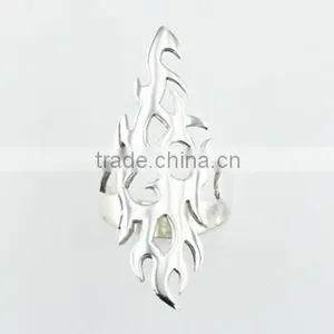 Adjustable Plain Sterling Silver Ring "On Fire" Free Shape Design thumbnail-1