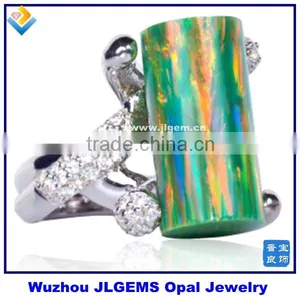 Green Olive 9*18mm Opal Ring 925 Sterling Sliver Fashion Jewelry thumbnail-1