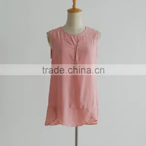 New Style Iron Beads Pink Ladies Georgette Tops Latest Chiffon Tops Quality Choice thumbnail-2