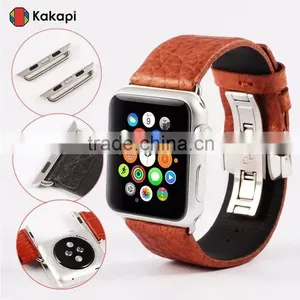 Kakapi Double Buckle Genuine Leather Watch Band Wrist Strap With Watchband Converter For 42MM Apple Watch MT-3914 thumbnail-1