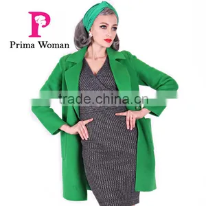 2016 Fashion Spring Wholesale Clothing Medium Length Slim Fit Wool Women Trench Coat thumbnail-2