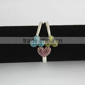 Hot Women Silver Tone 2 Heart Crystal Cuff Bracelet Bangle Fashion Jewelry Gift thumbnail-5