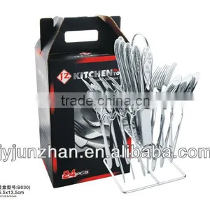 24pcs Spoon Sets of Stainless Steel Shelf and Color Box Pack thumbnail-1