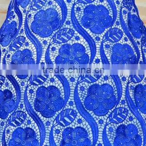 Latest Dress Designs Royal Blue Dry Lace Gold African Cord Lace thumbnail-3