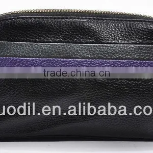 Color Block Pebble Genuine Leather Zip Around Leather Wallets thumbnail-1