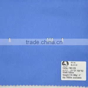 Bule Color Twill Polyester Cotton Stock Fabric thumbnail-1