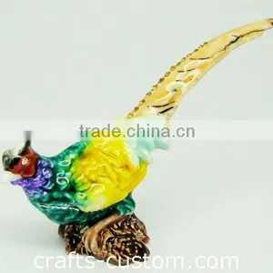 Metal Pheasant Jewel Box, Pewter Jewel Case thumbnail-1