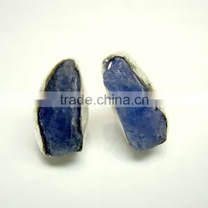 Tanzanite Raw Gemstone Stud 925 Sterling Silver Earring Jewelry, Rough Gemstone Stud Earring, Designer Gemstone Jewelry thumbnail-1