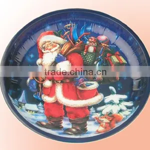 Custom and Round Christmas Tin Tray a Souvenir thumbnail-1