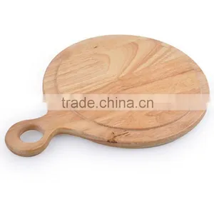 Round Wood Pizza Cutting Board With Handle thumbnail-1