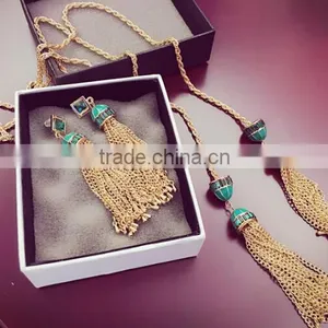 New Bohemia Gypsy Fashion Style Nightclub Style Turquoise Tassel Long Dangle Earrings thumbnail-4