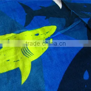 100% Cotton Ocean Blue Shark Printed Beach Towel Blue Ocean Beach Towel thumbnail-5