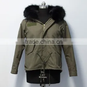 Fashionable Hot Sale Military Parka Jacket With Real Raccoon Fur Hood thumbnail-2