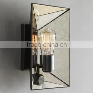 12.14-1 Faceted Mirror Panels and an Antique-bronze Finish Sconce Make it Shine a Retro-glamorous Feel thumbnail-3