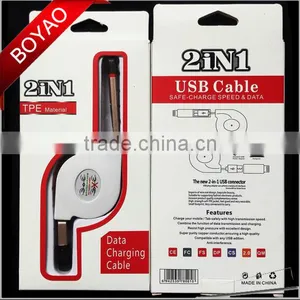 2016 Popular Design 2 in 1 Retractable Usb Cable, Noodle Retractable Usb Cable for Iphone & for Samsung thumbnail-4