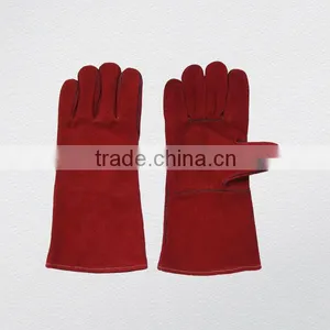 Red Color Cow Split High Quality Welding Glove thumbnail-1