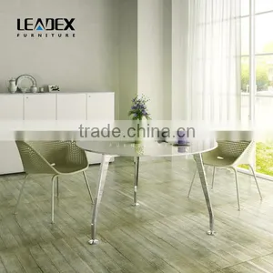 Office Table With Glass Top Round Metal Frame Office Conference Table thumbnail-4