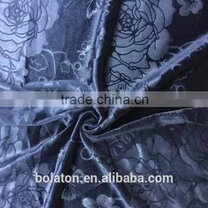 92% Poly and 8%Spandex Navy Velvet Fabric for Girls Dresses thumbnail-1