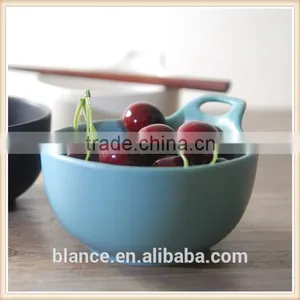 Ceramic Matte Salad Bowl in Ear Design thumbnail-2