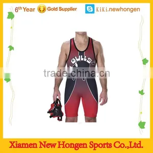 China Youth Full Sublimation Cheap Wrestling Singlets thumbnail-1