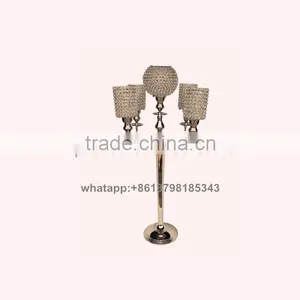 Silver Candelabra With Flower Holder / Candelabra Centerpiece With Flower Bowl thumbnail-1