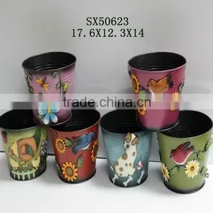 Colorful Garden Flower Metal Pot With Cute Design thumbnail-1