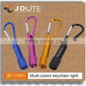1LED Rotate Switch Aluminum Carabiner Keychain Flashlight Custom Plush Keychain thumbnail-1