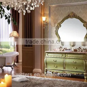 Turkish Style Furniture Baroque Bathroom Cabinet Solid Wood With Double Mirrors WTS801 thumbnail-4