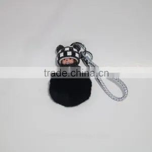 Real Fox Fur Monchhichi Cartoons Keychain thumbnail-5