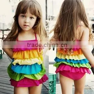 New Children's Swimsuit Girl's Conjoined Skirt Cute Rainbow Swimsuit Lovely Baby Swimsuit thumbnail-3